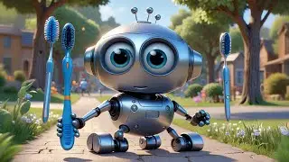 Three Little Robots Brush and Shine | Robot Song for Kids | Learning Nursery Rhymes & Hygiene Song