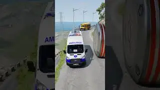 Cars & School Bus vs Giant Pit Bollards Crash #4   BeamNG Drive