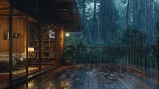 Forest Cabin Rain Sounds at Night 🌲 Tranquil Nature Ambience for Deep Sleep and Peaceful Rest