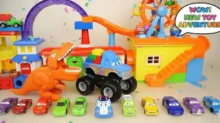 Learn Colors with 7 Street Vehicles and Soccer Ball Flying Toy Cars Pretend Play for Kids