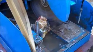 Cutting a Rock on a Lortone LS-14 Lapidary Slab Saw w/ Spray Guard