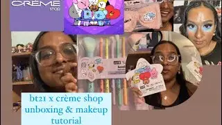 Unboxing BT21 X The Cr&egrave;me Shop Brushes & Doing My Makeup With Them ✨