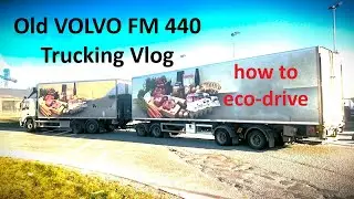 Truck & Trailer Full drive + Reversing. How to Eco drive w/ vehco computer, sunset across Stockholm