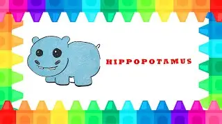 FUN DRAWING  - HIPPOPOTAMUS SIMPLE DRAWING AND COLORING FOR KIDS