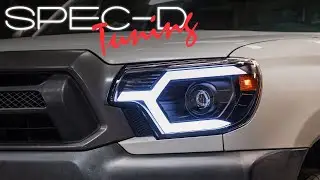 SPECDTUNING INSTALLATION VIDEO: 2012-2015 TOYOTA TACOMA PROJECTOR SWITCHBACK SEQUENTIAL HEADLIGHTS