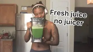 Fresh green vegetable juice with blender  no juicer raw vegan recipes