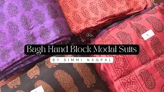 Bagh Hand Block Modal Silk Suits with Zari Chinon Dupatta