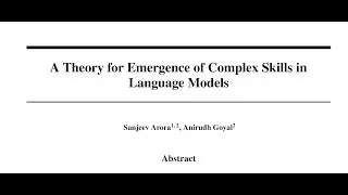 A Theory for Emergence of Complex Skills in Language Models
