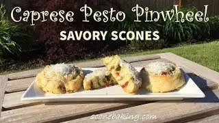 Caprese Pesto Pinwheel Savory Scones video demonstration - sconebaking.com