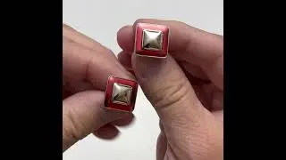 Cufflinks Silver Band Red Center Design Enamel Men's Fashion #giftsfordad #mensfashion #cufflinks