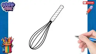 How to draw Whisk - Kitchen Utensils Drawing