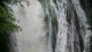 Lydford gorge  Devon  white lady waterfall in flood