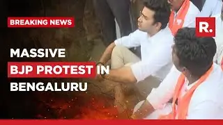 Tejasvi Surya Leads BJP's Protest Over Worker's Assault In Bengaluru