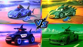 Shark Cars 🆚 Mutant Police Car &mdash; The Craziest Battle Ever 😱🔥 | Tiles Hop