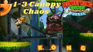 [Donkey Kong Country: Tropical Freeze] 1-3 Canopy Chaos All Collectables + Secret Exit 100%