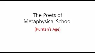 The Metaphysical School of Poetry