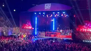 Australia Day 2020 National Anthem in aboriginal and English and Fireworks