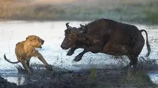 African Battering Ram &mdash; BUFFALO IN ACTION!Buffaloes vs Lions, Crocodiles, Rhinos & Elephants!