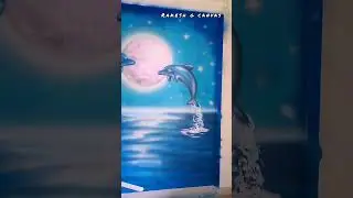 dolphin wall painting #shorts #art