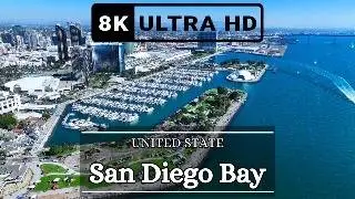 San Diego Bay California USA 8k Drone Footage