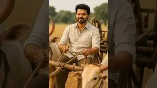 Ai creation Vijay drives a bullock cart.#Short#
