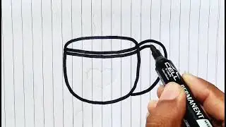 HOW TO DRAW A TEA CUP | Sketch Pen Drawing For Beginners | Step by Step | Tea Cup Drawing 