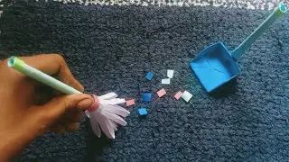 DIY mini paper broom and dustpan / easy origami paper craft for school 😍🥰😊💙