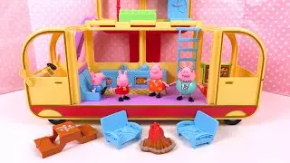 Peppa Pig Nouveau Camping Car Lit, Douche, Cuisine, Feu de Camp