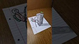 Stickman 3D Drawing Real Illusion On Paper 😱 #3dart #3ddrawing #stickman #paperart #easy #draw #how