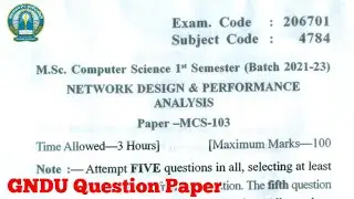 Gndu Msc Computer Science 1st Semester Network Design and Performance Analysis Question Paper