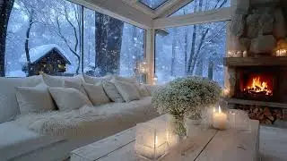 🎹🌼 4 Hours of Cozy Candlelight Piano Music | White Lounge, Flowers & Snow for Focus and Relaxation