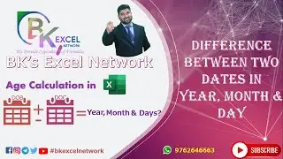 Age Calculation | How to find Date Difference between two Dates in Excel | Excel for Beginners