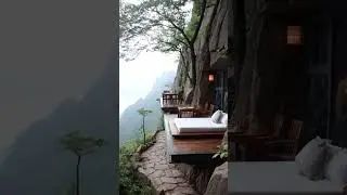 Would You Sleep Here? 😱 Bed on the Edge of a Cliff! #sereneescape #moderndesign #cabinbliss