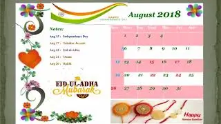 2018  Indian  Calender  with  Festival &  Holiday