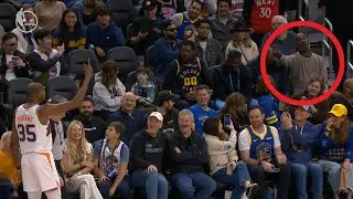Kevin Durant talking trash with Gary Payton in the crowd during Warriors vs Suns 😂