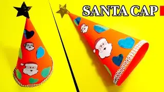 How To Make Paper Santa Claus Hat Christmas Crafts | Santa Claus Cap With Paper | Origami Santa Cap