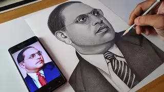 How to draw Dr. BR Ambedkar | BR Ambedkar Pencil Sketch 🇮🇳
