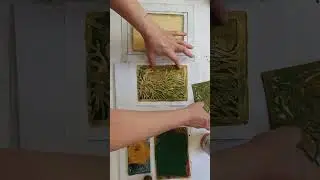 Гелевая пластинчатая печать, смешанная техника, забавный зеленый и золотой цвет 2