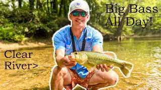 FLY FISHING for Bass in CLEAR KANSAS River- CANOEING with my friend Ryan (EPIC DAY!!!)