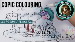 Copic Colouring Stamping Bella 2018: Rosie & Bernie at the North Pole rubber stamp