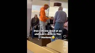 Old guy teaches a little respect to kid throwing food at his wife.