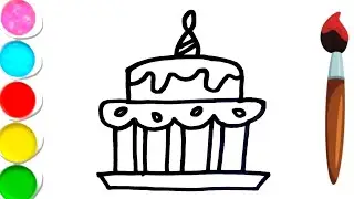 Cute Birthday Cake Drawing for Kids 🎂 | Easy Coloring for Toddlers