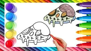 How To Draw cute Pizza Drawing, Painting & Coloring For Kids and Toddlers_ Child Art 🐋🌈🎨