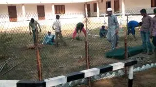 TSRJC-NAGARAM:Tree and animal guard fencing by NSS VOLUNTEERS