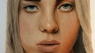 Color Pencil Drawing Tutorial-Real Time-Billie Eilish-Marcus Art