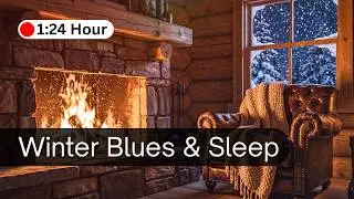Cozy Winter Night Ambience ❄️ Crackling Fire & Soft Guitar to Stop Overthinking