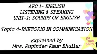#RHETORIC #IN #COMMUNICATION #AEC1 #SOUNDSOFENGLISH #FIGURES OF SPEECH #topic4 #rkb 
