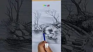 Pencil Drawing of a Stone Bridge over Water | Peaceful Nature Sketch &ndash; SSM Art