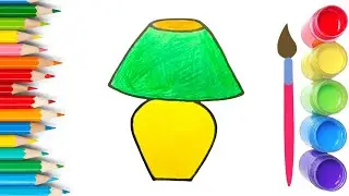 How To Draw cute Table Lamp Drawing, Painting & Coloring For Kids and Toddlers_🌈🎨 🐋