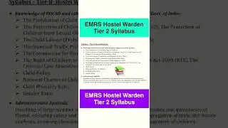 EMRS Hostel Warden Tier 2 ✌️Syllabus 📚 #emrs #emrsrecruitment